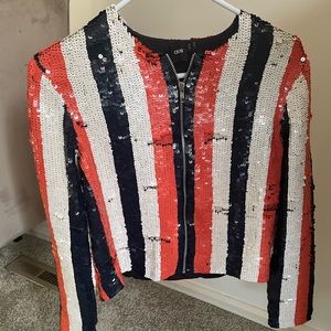 Asos sequins jacket. White , blue, orange vertical stripes